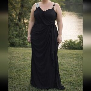Camille La Vie Black Faux Wrap Gown